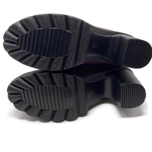 Burgundy Lace Up Ankle Booties Size 7 - Picture 8 of 8